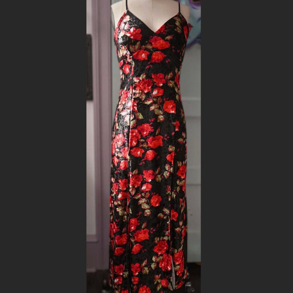 Wax Poetic Lily Slip Dress Red Velvet Roses